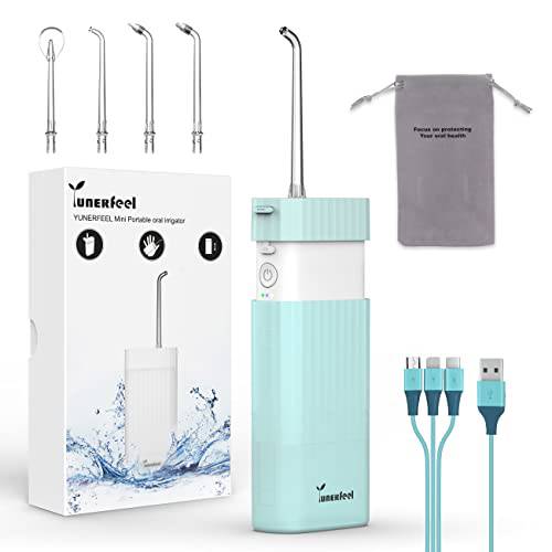 Water Flosser Dental-Portable Water Teeth Cleaner Pick for Braces Bridges Tooth Care, Oral Irrigator Telescopic Water Tank with 3 Modes, 5 Jet Tips, IPX8 Waterproof, for Home Travel, Black