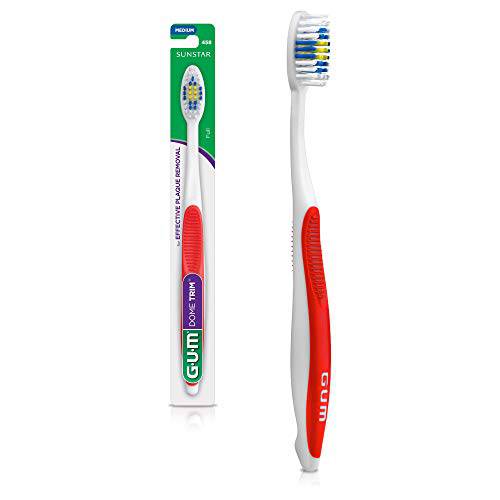 GUM - 10070942123119 Dome Trim Latex Free Toothbrush, Full Medium Bristles (Pack of 6)
