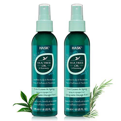 HASK Invigorating TEA TREE OIL 5-in-1 Leave In Conditioner Spray for all hair types, color safe, gluten free, sulfate free, paraben free - TEA TREE 2 PIECE SET