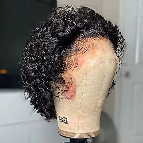 afsisterwig Short Pixie Cut Curly Wig Short Bob 13X4 Lace Front Virgin Brazilian Human Hair Wig 180% Pix Style For Women Pre Plucked Cheap Remy Hair Wig (13X4 Lace Front Wig)