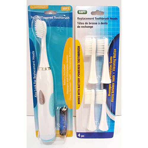 Luminant Battery Operated Soft Toothbrush and 4 Replacement Heads