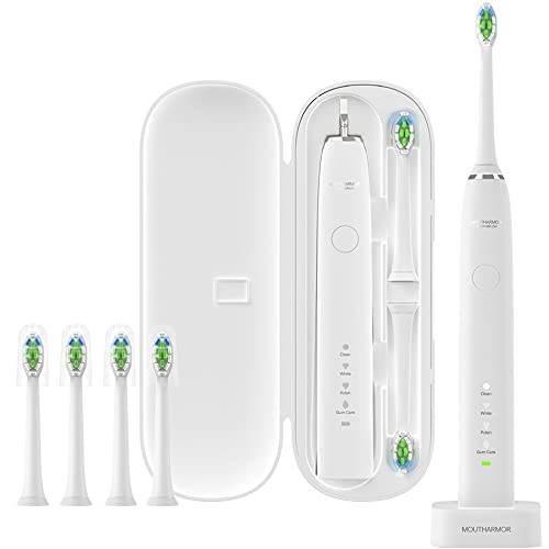 MOUTHARMOR Mouth Armor Electric Toothbrush Sonic Toothbrush with Travel Case and 4 Brush Heads and Wireless Charging