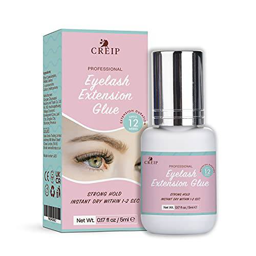 Creip Eyelash Extension Glue for Eyelash Lifting or False Eyelashes, Extensions Glue 1-2 Sec Drying Time, Retention - 7 weeks