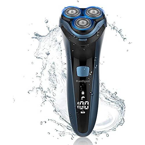 Electric Razor for Men, Dry&Wet 3D Mens Electric Shaver with Pop-up Trimmer, Rechargeable Rotary Shaving Machines with LCD Display & Travel Lock, Father’s Day Gift for Father Dad Men Husband Boyfriend