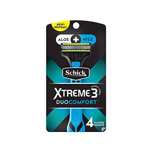 Schick Xtreme 3 Duo Comfort Skin Disposable Razors for Men, 4 Count, Pack of 2