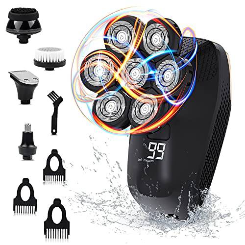 Electric Razor for Men, Electric Razors Waterproof Head Shavers for Bald Men Cordless Rechargeable Electric Shavers for Men with Hair Clipper Beard Nose Ear Hair Trimmer Facial Cleansing
