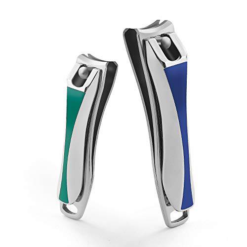 Professional Finger Nail Clippers, 2 Pcs Sharp Toenail Clippers for Thick Nails (Built-in Nail File), Christmas Gift for Family