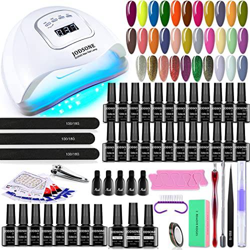 JODSONE 32 Colors Gel Nail Polish Kit with U V Light Gel Polish Nail Kit with Long Lasting All-In-One Profession Nail kit Tools Suitable for Novices