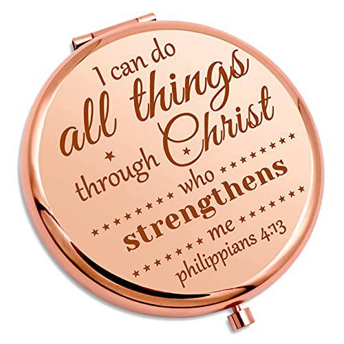 Bible Verse Gifts Christian Gifts for Women Inspirational Personal Compact Makeup Mirror Easter Baptism Gifts Religious Gifts for Goddaughter Mom Sister Scripture Gifts for Girls Travel Makeup Mirror