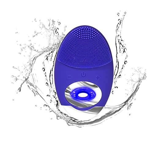Sonic Facial Cleansing Brush - Silicone Face Scrubber for Men & Women - Gentle Massaging and Exfoliating Face Brush Cleanser - Rechargeable Waterproof Facial Skin Cleaning Brush with Soft Bristles