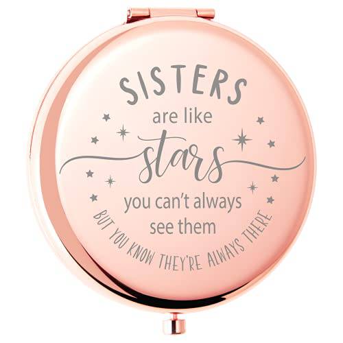idooss Mom Birthday Gifts for Mom, Rose Gold Compact Mirror for Birthday, Unique Gifts for Women, Friends, Mom or Coworkers (Sisters)