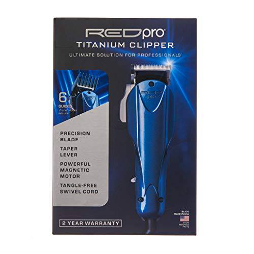 RED Pro Titanium Hair Clipper Made in USA from Imported Parts, Carbon-Steel Blade