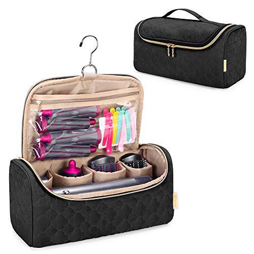 YARWO Travel Case Compatible with Dyson Airwrap Complete Styler and Attachments, Portable Storage Bag with Hanging Hook for Hair Curler Accessories, Black (Patent Pending)