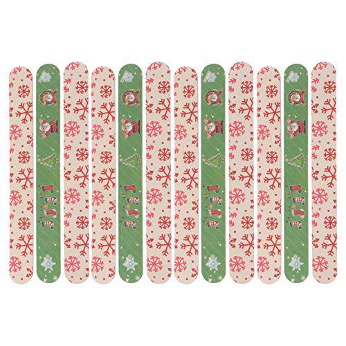 FRCOLOR 12pcs Christmas Nail Files Double Sided Emery Board Nail Sanding File for Natural and Acrylic Nails (Random Style)