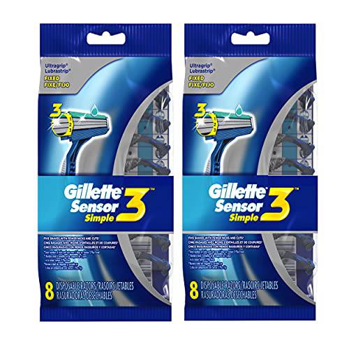 Gillette Sensor3 Simple Men’s Disposable Razors, 16 Count