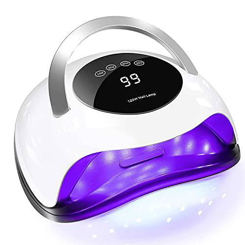 Gel UV Nail Lamp LED Nail Dryer Light 120W 36 Lights Fast Nail Dryer for Gel Polish Professional Nail Curing Light with 4 Timer Setting Auto Sensor and Portable Handle for Fingernail Toenail