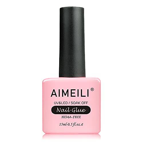 AIMEILI Hema Free Gel Nail Polish 2 in 1 Nail Glue and Base Gel 15ML for Acrylic Nails, Soak Off U V LED Strong Nail Glue Gel for False Nails and Press on Nails