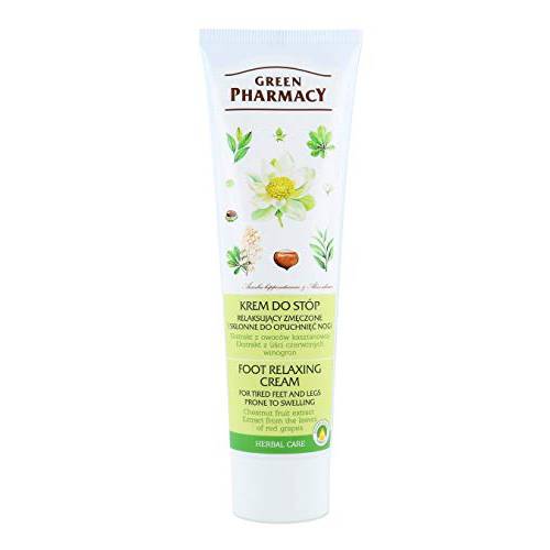 Green Pharmacy Foot Care Relaxing Cream for Tired Feet and Legs Prone to Swelling Chestnut Fruit Extract, Extract from the Leaves of Red Grapes (0% Parabens, Artificial Colouring) 3.4 oz