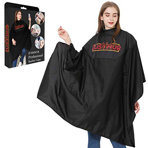 Iusmnur Barber Cape, Professional Hair Cutting Cape with Adjustable Metal Clip, Waterproof Haircut Salon Cape for Hairdresser Styling & Home - 55 x 63 inches (Black)