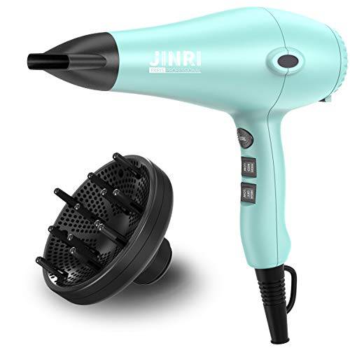 JINRI Hair Dryer, Ionic Blow Dryers with Comb,Concentrator and Diffuser Attachment, Light Weight Powerful 1875 Watt Hairdryer