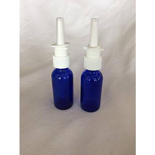 2-Pack 1 oz Beautiful Cobalt Blue Nasal Spray Bottle with Fine Mist Sprayer - Empty & Refillable Blue Glass Atomizer