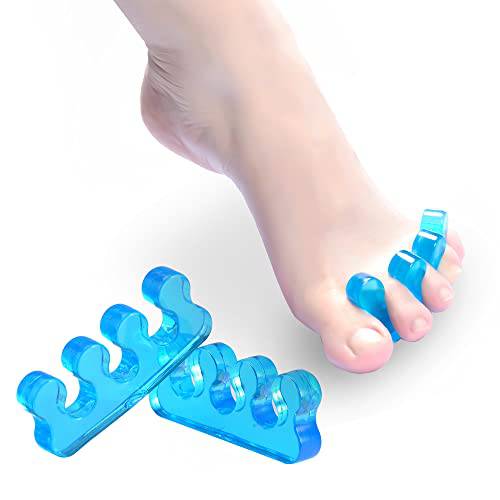 JADE KIT Toe Separator - 2 Pcs - Silicone BPads for Overlapping Toes - Soft Gel Hammer Toe Spacers to Restore Toes and Healthy Foot, Standard Toe Spreaders for Both Feet, 3×1.25 in, Blue