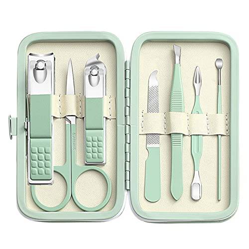 Manicure Set Men Women Nail Clipper Set 8in1 Stainless Steel Toe Finger Nail Clipper Personal Care Tools with Portable Travel Case Pedicure Tools Grooming Kit Gifts for Men Women Wife Family Friend