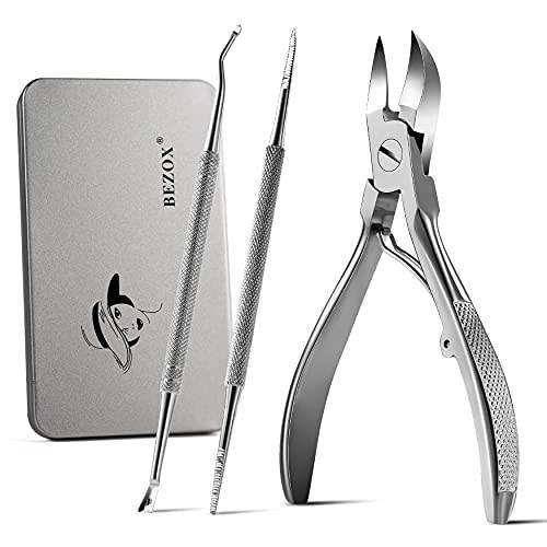 BEZOX Professional Toenail Clippers with Toenail File and Nail Lifters, Value Pack for Thick Ingrown Nails, High End Podiatrist Toenail Tool Set, Heavy Duty Stainless Steel Ingrown Toenail Kit