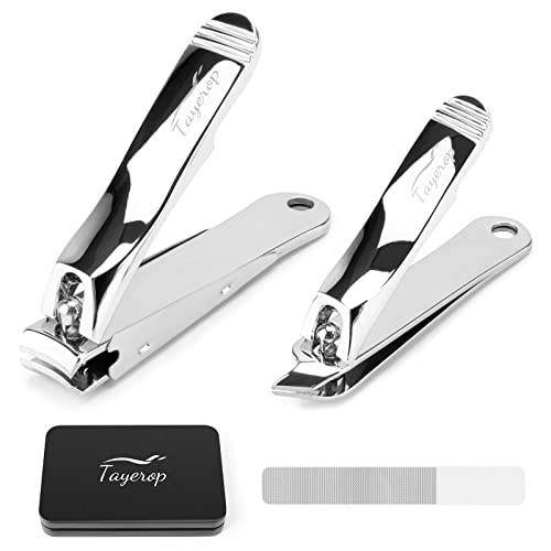Tayerop Fingernail Clippers, Nail Clippers for Men Women & Seniors, Small Nail Clipper Set, Portable Travel Manicure Set with Glass File