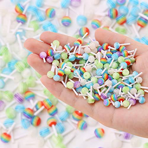 30pcs Mix Colors Cute 3D Lollipop Candy Mini Nail Art Decorations DIY Nail Accessories charm Cartoon Manicure Supplies（Random Color）