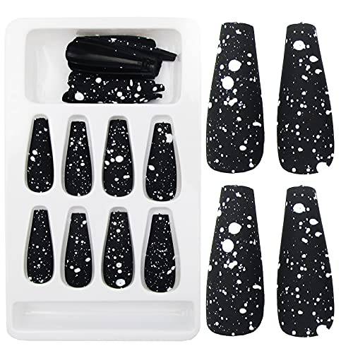 30pc Designer Coffin Press on Nails Matte Ballerina False Fake Acrylic Nail Tips Full Cover Milk Designs 12 Sizes for Women Girls Manicure Fingernails DIY (Pink)