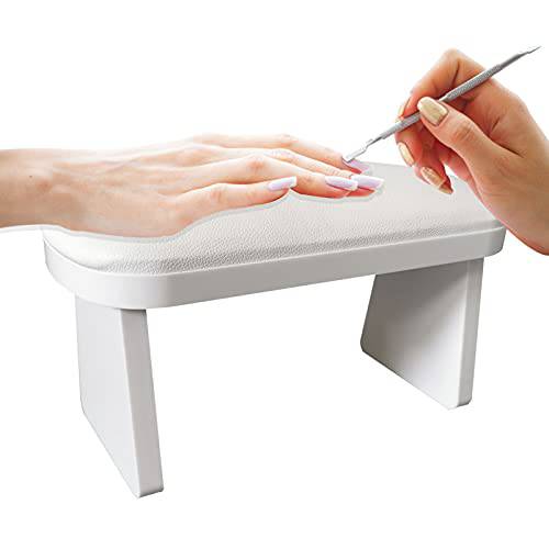 CHAOEEMY Portable Folding Nails Table,Moveable Nail Salon Technician Desk for home manicure、spa salon、professional nail painting，with Large PP plastic drawer、LED-Light、Wrist rest、Carry Bag,White