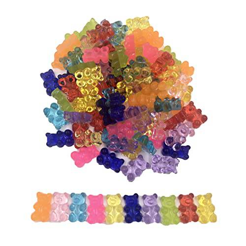 100 Pcs Gummy Bear Nail Charms, Nail Charms for Acrylic Nails, DIY Nail Art Decoration Jewelry Making (10 Colors)