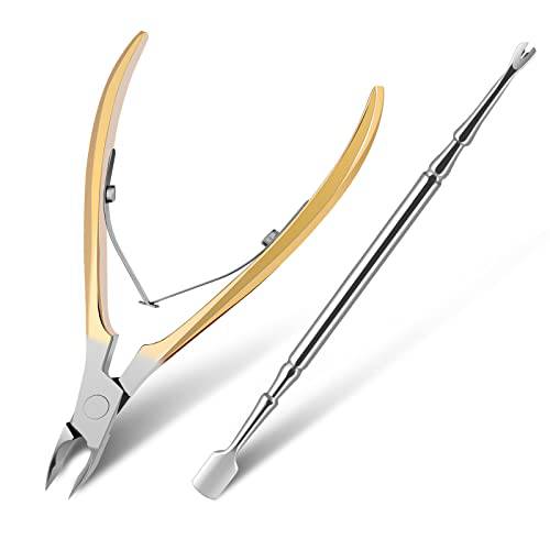 Cut It Cuticle Trimmer with Cuticle Pusher Professional Stainless Steel Cuticle Cutter Clipper