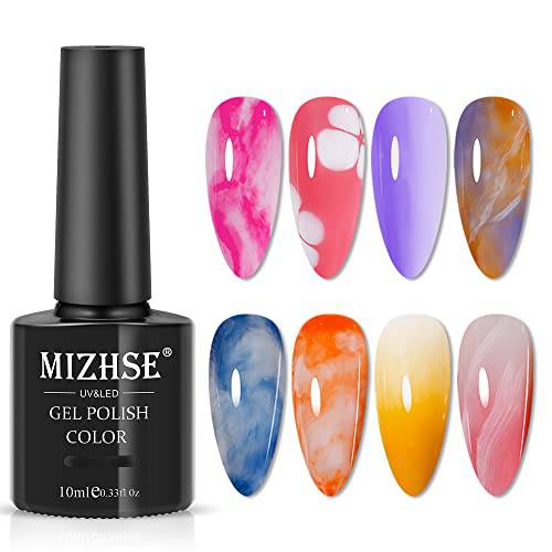 MIZHSE Nail Blooming Gel Nail Polish UV LED Clear Blossom Gel Polish Soak Off Gel for Nail Art Manicure 10ml 0.33 Floz