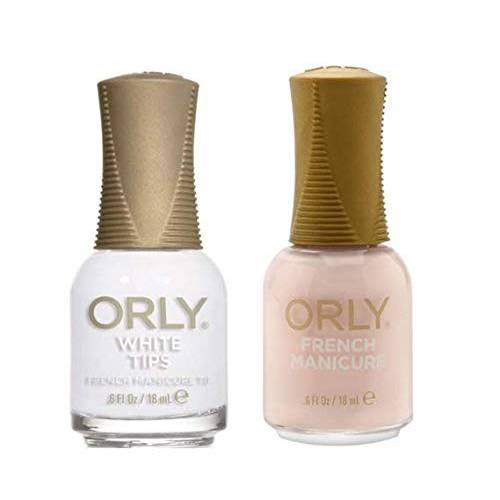 French Manicure Duo Kit Nail Polish, Orly Nail Lacquer, White Tips and Pink Nude, 0.6 oz each