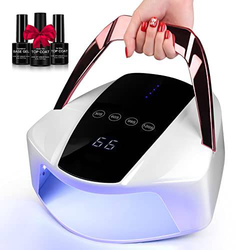 96w Rechargeable UV Light for Nails | Cordless LED Nail Lamp with Portable Handle | Professional Curing UV Lamp for Gel Nails | Auto Infrared Sensor and 4 Timers Nail Tools for Nail Polish