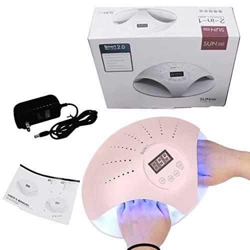 Mindore UV Led Nail Lamp,Professional Double Hand Nail Dryer for Fingernail & Toenail Gel Based Polishes,48w Curing Light for Nails,4 Timer Set,Source Lamp Beads and Automatic Induction Devic (Pink)