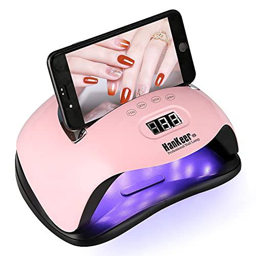 UV Gel LED Nail Dryer Faster Gel Polish Nail Lamp,Professional Gel Nail Light LED Curing Lamp with 4 Timers Portable Handle Large Space Automatic Sensor (Pink)