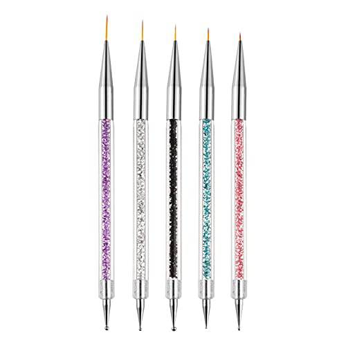 4 Pieces Nail Art Liner Brushes, Dual-ended Nail Art Point Drill Drawing Brush Pen Dotting Tools Set, Dual-ended Painting Nail Design Brush Pen, Nail Art Point Drill Drawing Brush Pen (4pcs different colors)