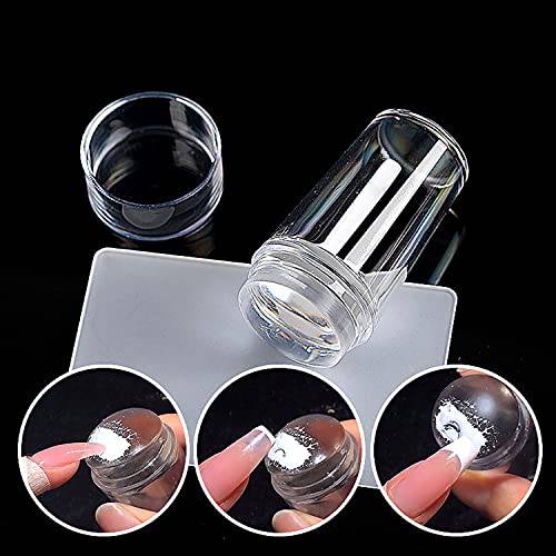 Nail Stamper French Manicure Silicone Nail Art Stamper Easter Day Nail Supplies Clear Jelly Nail Stamper Jelly Head DIY for Nail Stamp Printing Stamping Plates Nail Stamping with Scraper