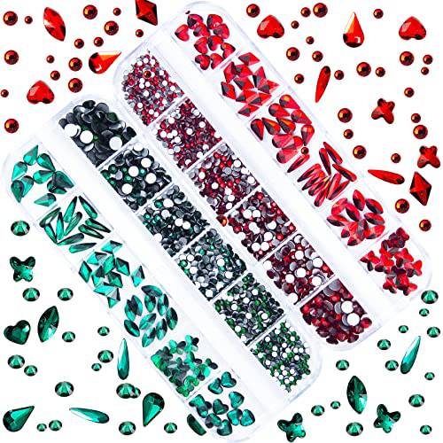 1720Pcs Red Blue Nail Rhinestones Crystals Glass Gems Stones Red Blue Round Beads Flatback Rhinestones Multi Shapes Sizes Nail Charms for Nail DIY Crafts Clothes Shoes Jewelry…