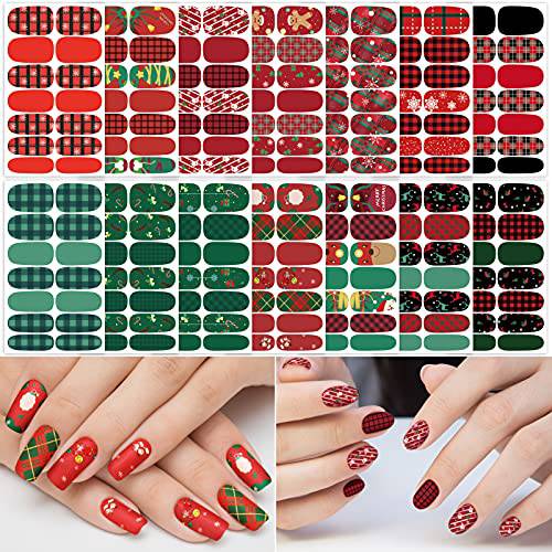 TailaiMei 14 Sheets Christmas Nail Wraps Stickers Nail Polish Strips Self-Adhesive Full Wraps with 2 pcs Nail Files for DIY Nail Art Decals (Celebrate Style)