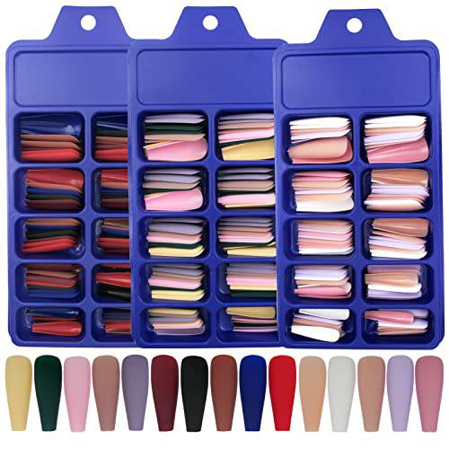 300pc Matte Coffin Press on Nails Kit Long Ballerina False Nails Full Cover Artificial Fake Fingernails Acrylic Nail Tips Manicure Decor for Women Grils Salon and Home DIY
