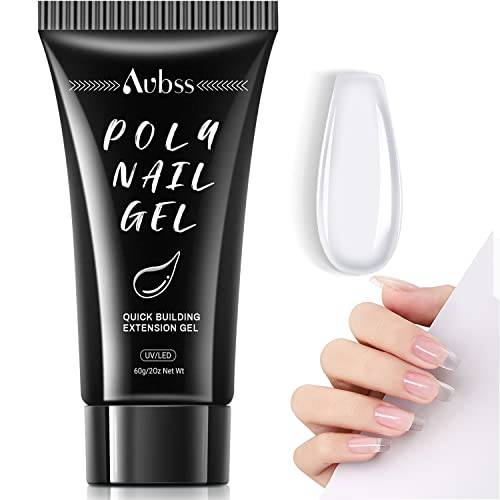 Clear Poly Nail Gel, Aubss 60g Poly Gel Extension Gel Clear Builder Nail Gel for Nail Beauty, Poly Gel Nail Builder Nail Trendy Nail Art Design Salon DIY at Home for Nail Art Beginner & Professional