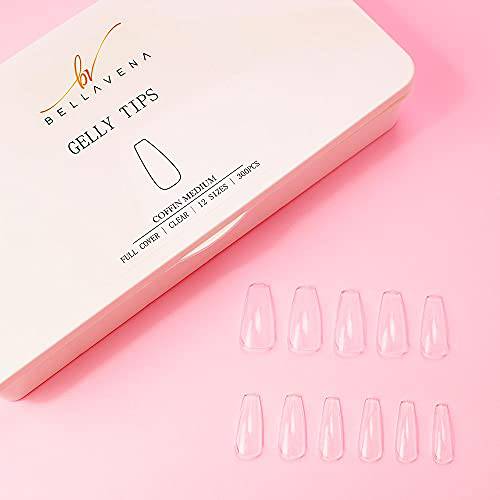 Bellavena Gel Polish 4 in 1 Nail Glue and Base Gel Kit for Acrylic Nails, 2PCS 15ML Super Strong Brush On Nail Glue Gel for False Nails and Gel Nail Polish, Easy to use, UV/LED Lamp Required,