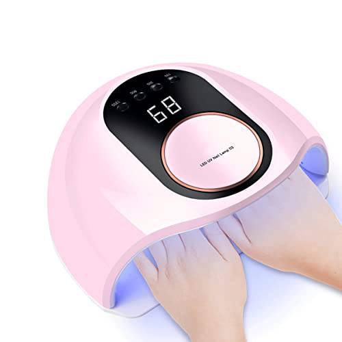 Ironwood Banana UV LED Nail Lamp for Gel Nails, 130W High Power Gel UV LED Lamp with 4 Timers, Nail Polish Dryer for Regular Polish Pedicure, Home and Salon (Pink)