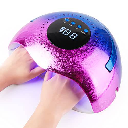 Belle UV Led Nail Lamp,120W Professional UV Light Nails Gel Dryer for Double Hands,Rechargeable Nail Light with 45pcs Lamp Beads,3 Timers LCD Display,Gel UV Led Nail Lamp for Home & Salon