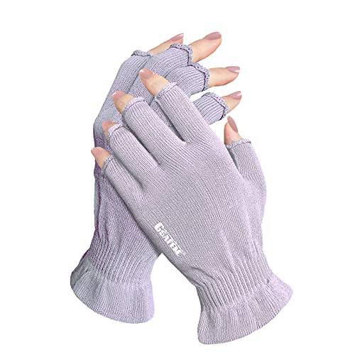 Gel Manicure Gloves Anti UV Fingerless Gloves, UV Gloves for Gel Nails, UPF50+ UV Protection Gloves for Manicures Nail Art, Skin Protect Hands Moisturizing Gloves, Purple Small 1 Pair