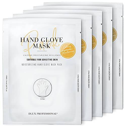 DLUX PROFESSIONAL Hand Glove Mask - 5 Pairs (10 Pcs) Moisturizing Hand Gloves Mask, Protein Rich Hand Mask, Hand Repair Mask, Anti-Aging, Cracks Repairing And Whitening